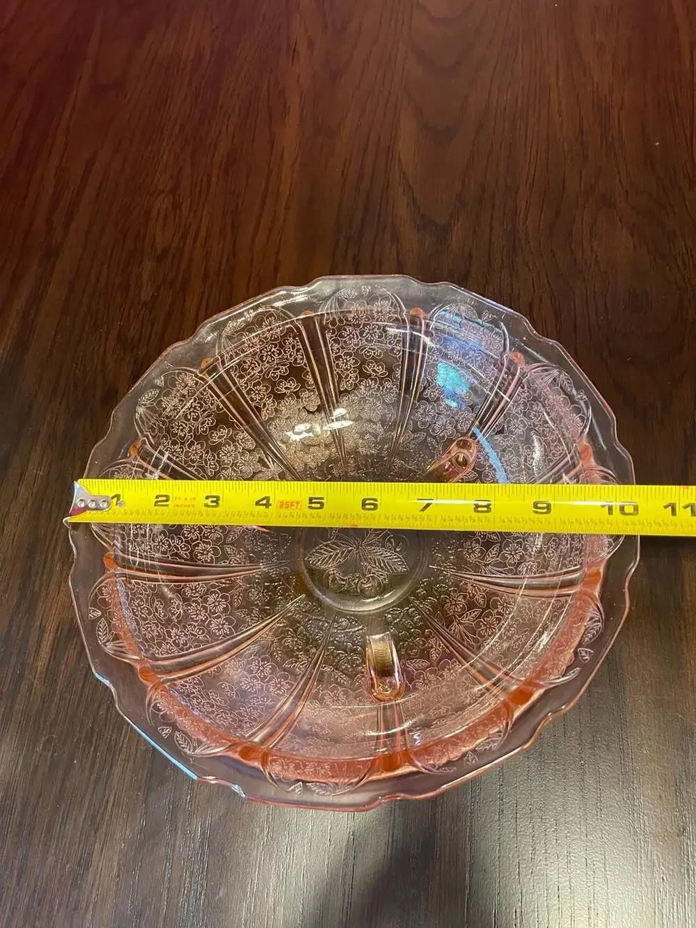 Jeannette Glass Cherry Blossom Pink Depression Glass Footed Bowl